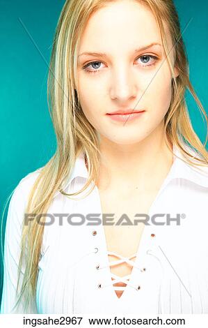 Serious young girl View Large Photo Image Stock Photo - Serious young girl . Fotosearch