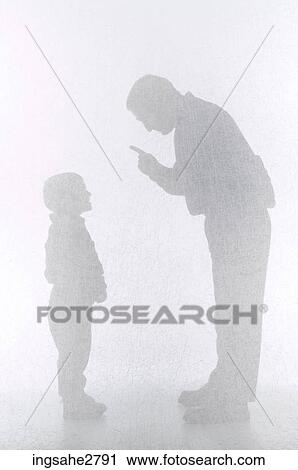 Stock Image - Silhouette of man and child . Fotosearch