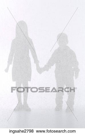 Silhouette of two children View Large Photo Image Stock Photo - Silhouette of two children . Fotosearch