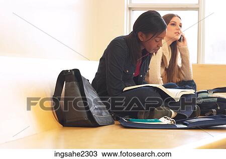 Stock Image - Two girls studying a82. Fotosearch