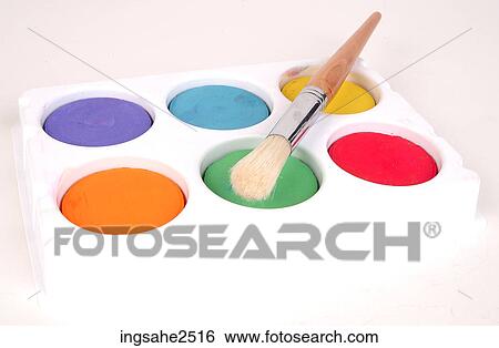 Water colors with brush View Large Photo Image Stock Photograph - Water colors with brush . Fotosearch