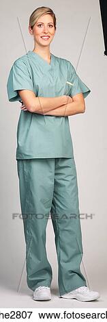 Stock Photo - woman in hospital scrubs . Fotosearch