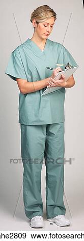 Stock Photo - woman in hospital scrubs . Fotosearch