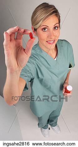 Stock Photograph - woman in hospital scrubs . Fotosearch