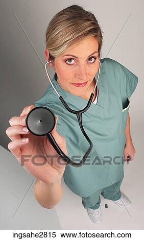Stock Photography - woman in hospital scrubs . Fotosearch