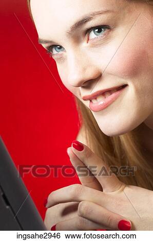 Stock Photograph - Woman using computer . Fotosearch