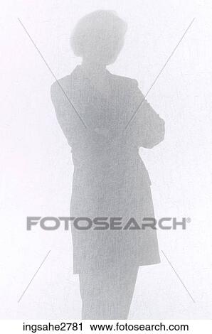 Stock Image - Woman's silhouette behind screen . Fotosearch