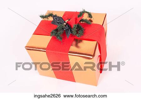 Wrapped Christmas present View Large Photo Image Stock Photograph - Wrapped Christmas present . Fotosearch