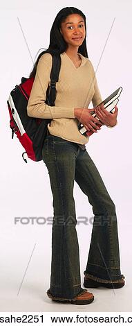 Stock Image - young woman ready for school . Fotosearch
