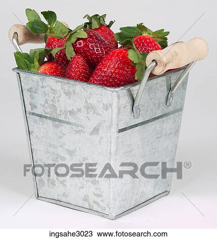 Stock Image - Basket of strawberries . Fotosearch