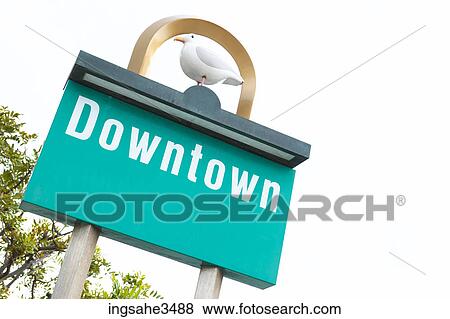 Stock Photo - Downtown Manhattan Beach sign . Fotosearch