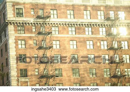 Fire escapes on building View Large Photo Image Stock Image - Fire escapes on building . Fotosearch
