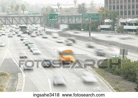 Highway with cars and bus View Large Photo Image Stock Photo - Highway with cars and bus . Fotosearch
