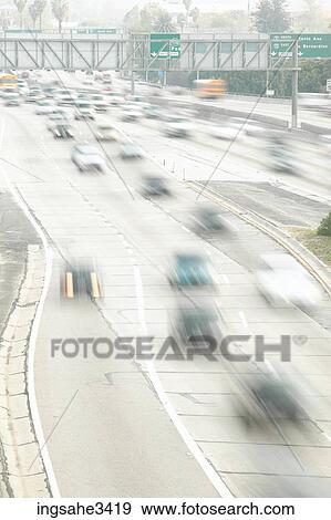 Highway with cars View Large Photo Image Stock Photo - Highway with cars . Fotosearch
