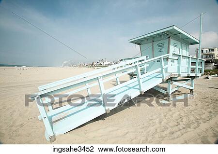 Lifeguard house on deserted beach View Large Photo Image Stock Image - Lifeguard house on deserted beach . Fotosearch