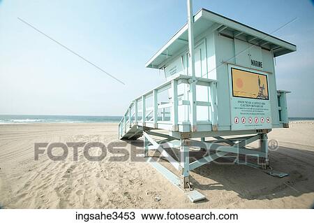 Lifeguard house on deserted beach View Large Photo Image Stock Image - Lifeguard house on deserted beach . Fotosearch
