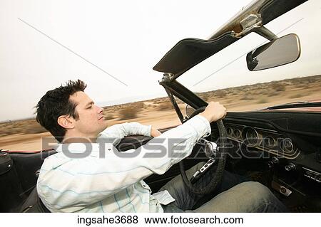 Male young adult driving car View Large Photo Image Stock Photo - Male young adult driving car . Fotosearch