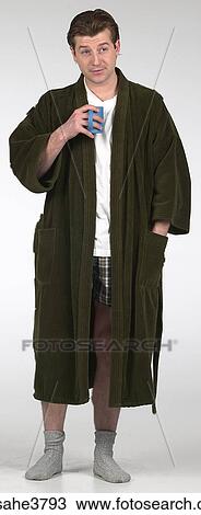 Man in bathrobe View Large Photo Image Stock Image - Man in bathrobe . Fotosearch