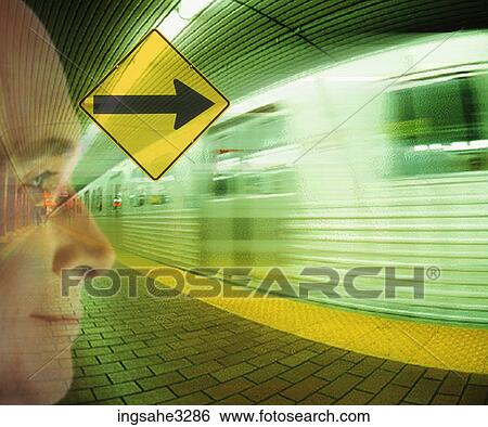 Man looking at moving subway car View Large Photo Image Stock Photograph - Man looking at moving subway car . Fotosearch