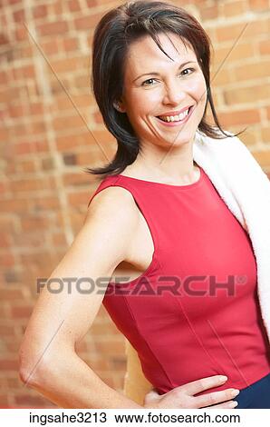 Mature adult woman smiling with towel View Large Photo Image Stock Image - Mature adult woman smiling with towel . Fotosearch