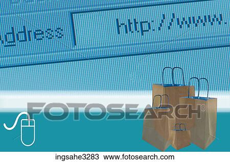 Shopping bags and computer mouse View Large Photo Image Stock Image - Shopping bags and computer mouse . Fotosearch