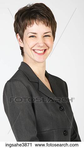 Smiling businesswoman in grey jacket View Large Photo Image Stock Image - Smiling businesswoman in grey jacket. Fotosearch
