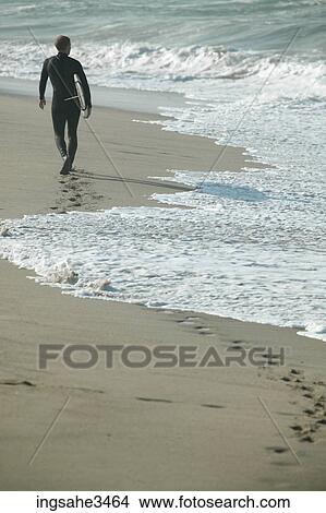 Surfer walking beach View Large Photo Image Picture - Surfer walking beach . Fotosearch