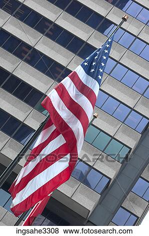 US Flag and office building View Large Photo Image Stock Photo - US Flag and office building . Fotosearch