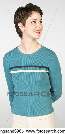Young woman with short hair View Large Photo Image Stock Photography - Young woman with short hair. Fotosearch