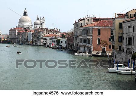 Stock Photograph - Boats on Grand Canal in Venice . Fotosearch