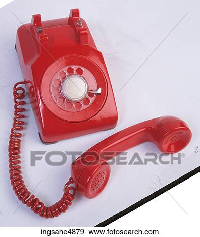 Old style red phone View Large Photo Image Stock Photo - Old style red phone . Fotosearch