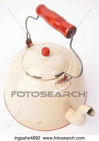 Old white kettle View Large Photo Image Stock Image - Old white kettle . Fotosearch