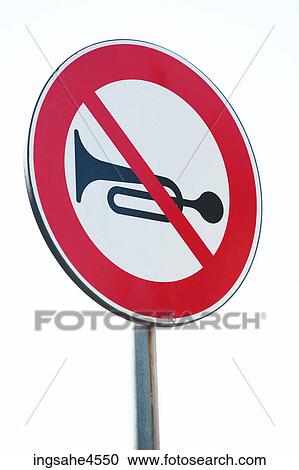 Road sign prohibiting horns View Large Photo Image Stock Image - Road sign prohibiting horns . Fotosearch