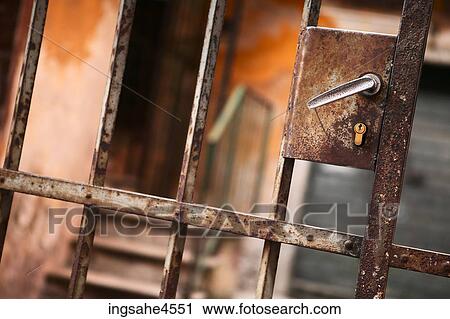 Weathered metal gate latch View Large Photo Image Stock Image - Weathered metal gate latch . Fotosearch