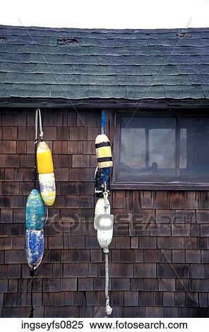 Buoys Hanging on a Shingled Wall View Large Photo Image Stock Photography - Buoys Hanging on a Shingled Wall. Fotosearch