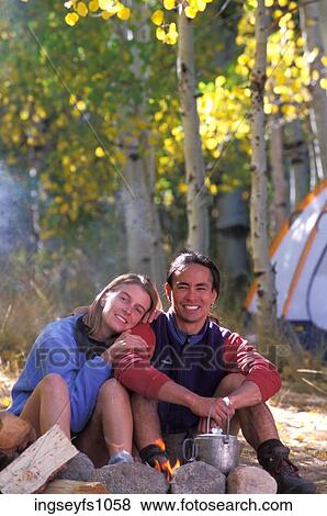 Stock Photo - Couple Camping Together. Fotosearch