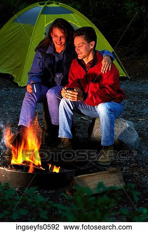 Couple In Front of Campfire View Large Photo Image Stock Image - Couple In Front of Campfire. Fotosearch