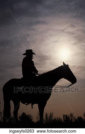 Cowboy at Sunset View Large Photo Image Stock Image - Cowboy at Sunset. Fotosearch