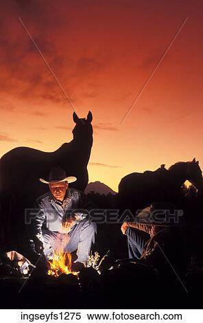 Cowboys and Horses at Campfire View Large Photo Image Stock Photography - Cowboys and Horses at Campfire. Fotosearch