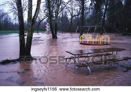 Flooded Playground View Large Photo Image Stock Photograph - Flooded Playground. Fotosearch
