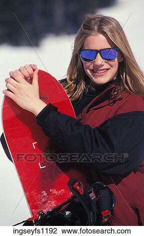 Girl Snowboarding View Large Photo Image Stock Image - Girl Snowboarding. Fotosearch