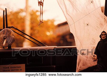 Stock Photography - Halloween Decorated Cab. Fotosearch
