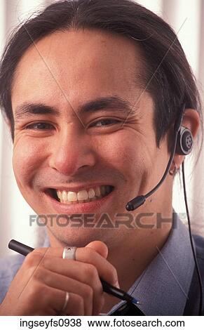 Happy Telemarketer View Large Photo Image Stock Photo - Happy Telemarketer. Fotosearch