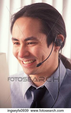 Happy Telemarketer View Large Photo Image Stock Photo - Happy Telemarketer. Fotosearch