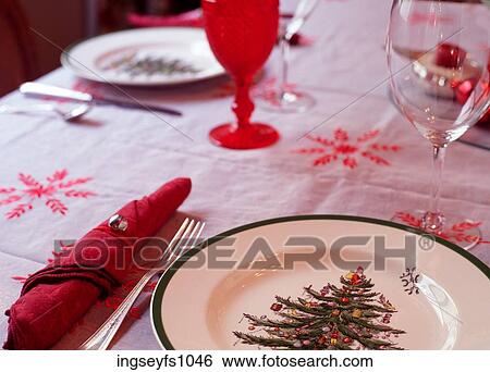 Stock Photograph - Holiday Table Setting. Fotosearch
