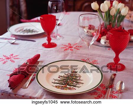 Holiday Table Setting View Large Photo Image Stock Photography - Holiday Table Setting. Fotosearch