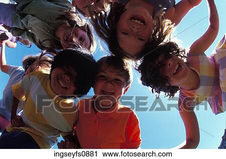 Laughing Group of Children Looking Down View Large Photo Image Stock Image - Laughing Group of Children Looking Down. Fotosearch