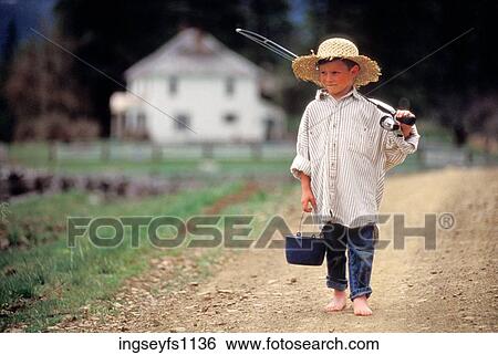 Little Boy Going Fishing View Large Photo Image Stock Photograph - Little Boy Going Fishing. Fotosearch