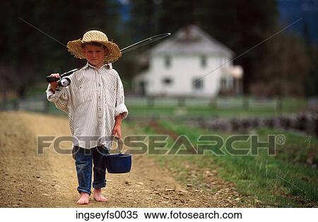 Stock Photography - Little Boy Going Fishing. Fotosearch