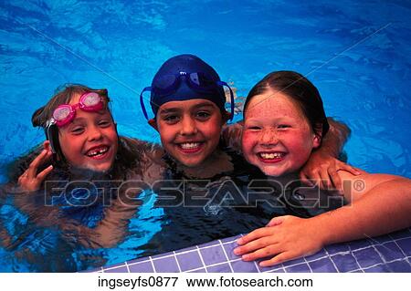 Little Girls Having Fun in a Swimming Pool View Large Photo Image Stock Photo - Little Girls Having Fun in a Swimming Pool. Fotosearch